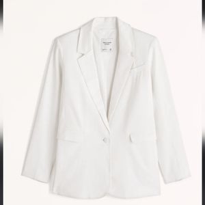 Abercrombie Oversized White Linen Blazer